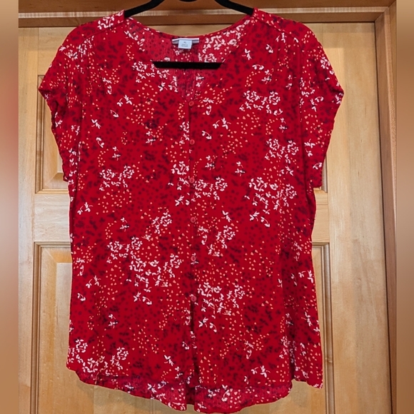 Liz Claiborne Tops - Liz Claiborne Red and White Floral Blouse